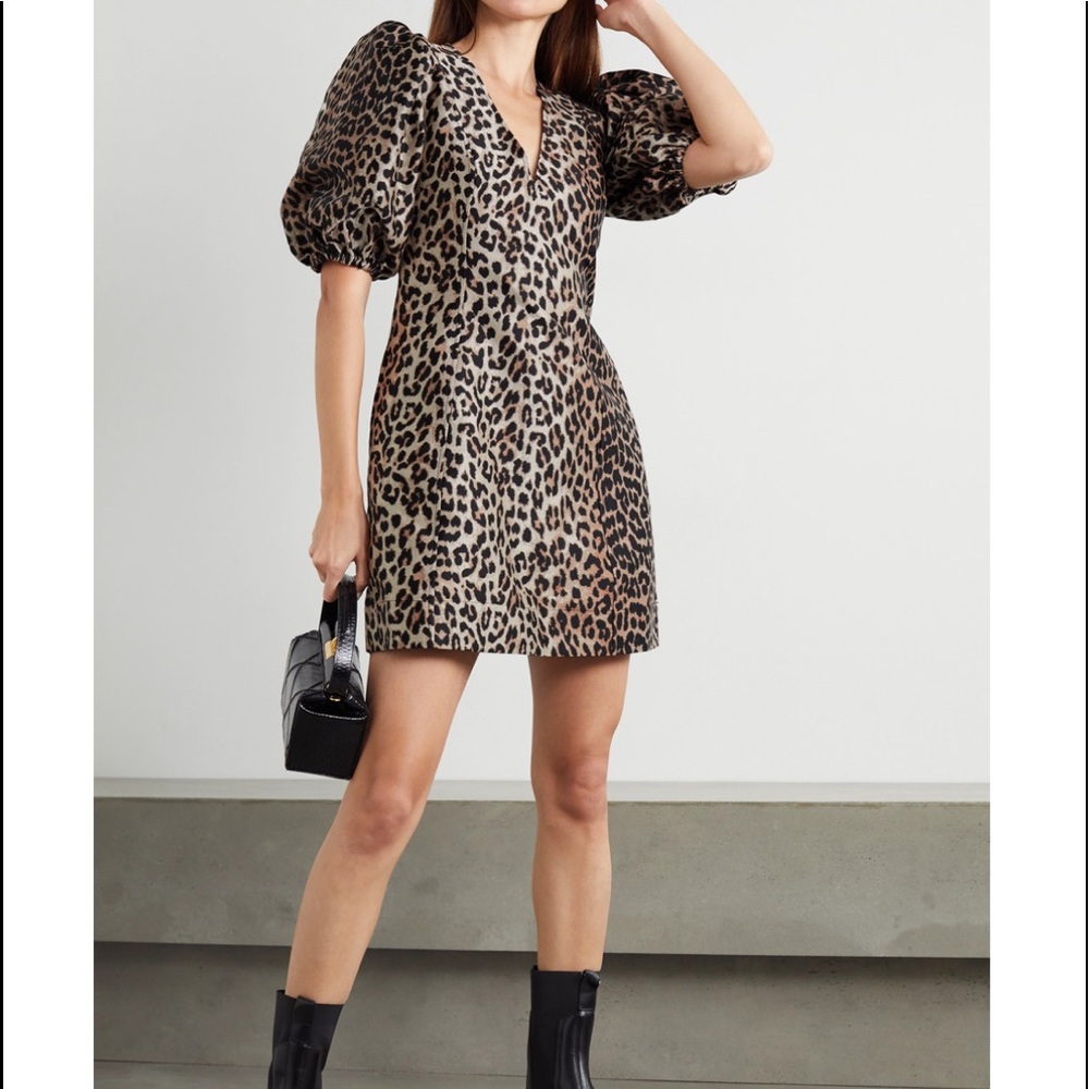 Ganni Leopard Print Mini Dress